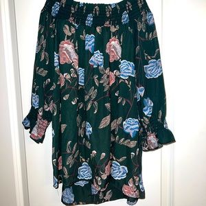 off the shoulder boutique top with flower detailing. perfect fall colors!!